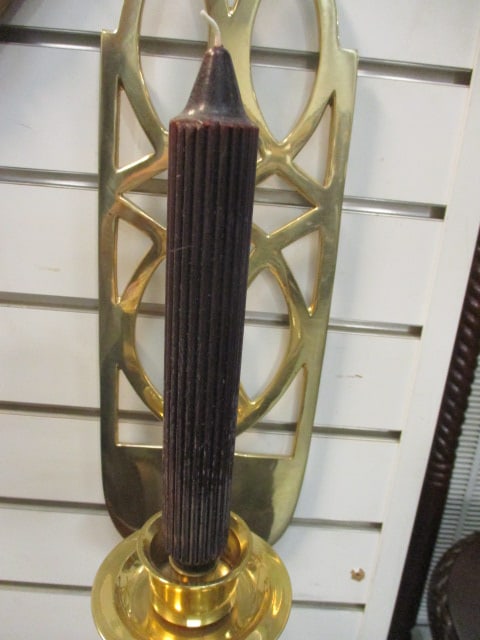 Pair of Brass Candlestick Sconces - 4
