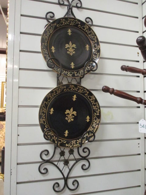 Andrea by Sadak Decorative Plates with Wrought Iron Wall Mount Plate Rack (1 of 5)