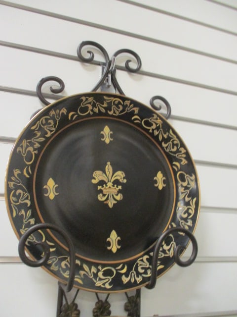 Andrea by Sadak Decorative Plates with Wrought Iron Wall Mount Plate Rack - 2
