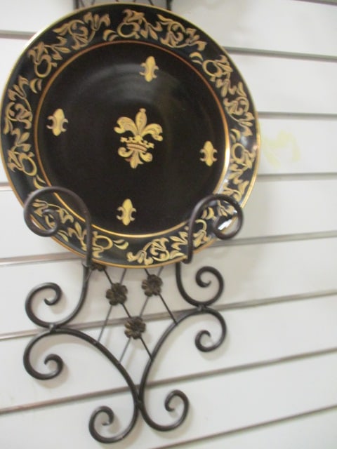 Andrea by Sadak Decorative Plates with Wrought Iron Wall Mount Plate Rack - 3