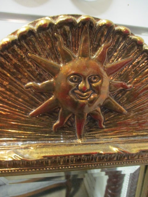 Archtop Gilt Beveled Mirror with Sun Shine Motif - 2
