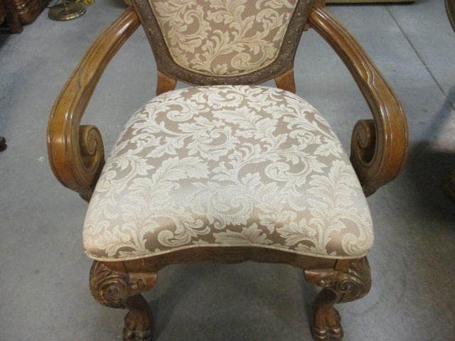Aico Amini Innovation Corp. Heavily Carved Ornate Double Pedestal Table, Leaves, Armchairs, - 18