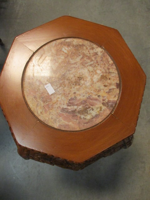 BG Carved Cherry Blossom Pedestal with Inset Marble Top - 2