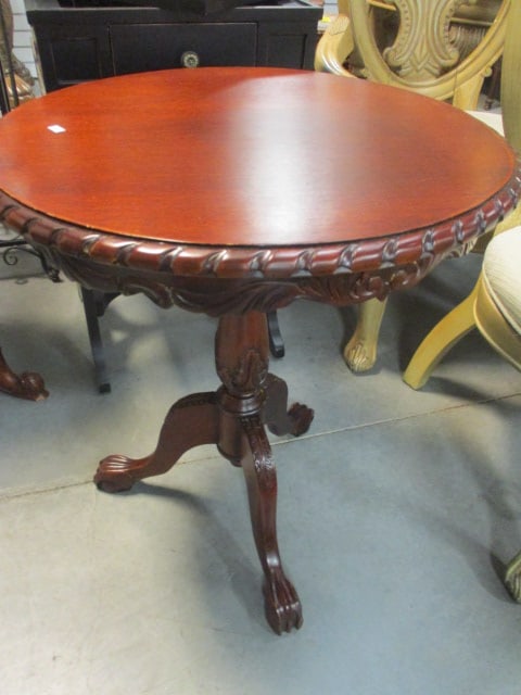 Round Pedestal Side Table with Carved Claw Feet (1 of 4)