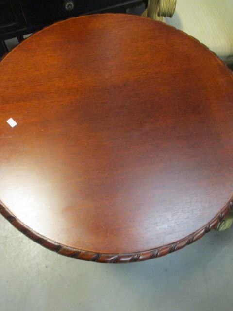 Round Pedestal Side Table with Carved Claw Feet - 2