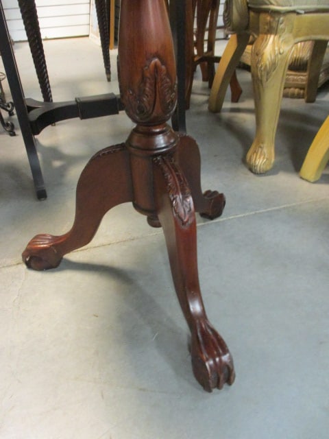 Round Pedestal Side Table with Carved Claw Feet - 3