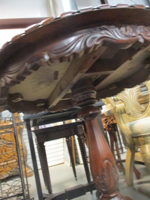 Round Pedestal Side Table with Carved Claw Feet - 4
