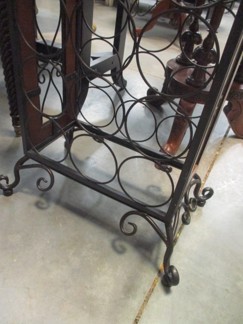 Wood and Wrought Metal Free Standing Wine Rack - 2