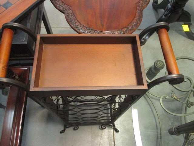 Wood and Wrought Metal Free Standing Wine Rack - 4