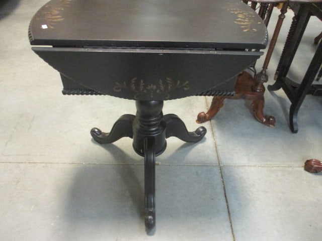Painted Black Hand Decorated Drop Side Table with Drawer Ends (1 of 5)
