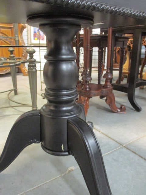 Painted Black Hand Decorated Drop Side Table with Drawer Ends - 5