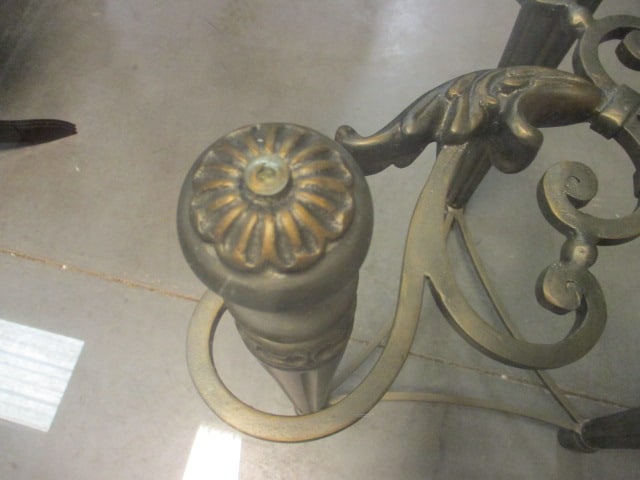 Ornate Wrought Iron Style Scrolling Leaf Beveled Glass Top End Table - 5