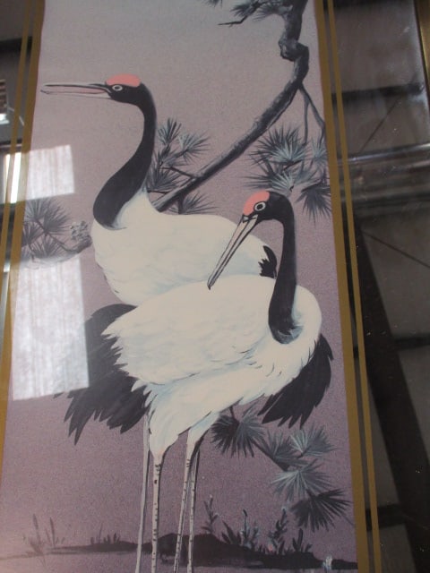 Two Mechanical Mirror Works Chinoiserie Crane Mirror Frame Prints - 2