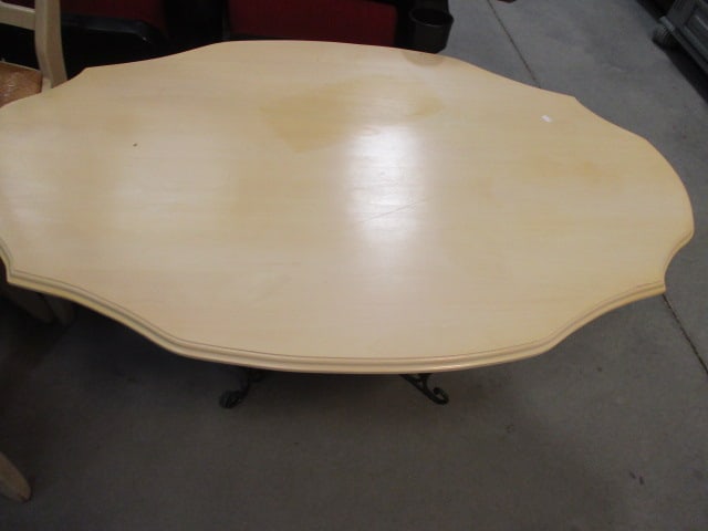 Painted Wood Turtle Top Coffee Table with Wrought Metal Frame - 2