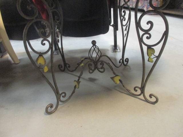 Painted Wood Turtle Top Coffee Table with Wrought Metal Frame - 3