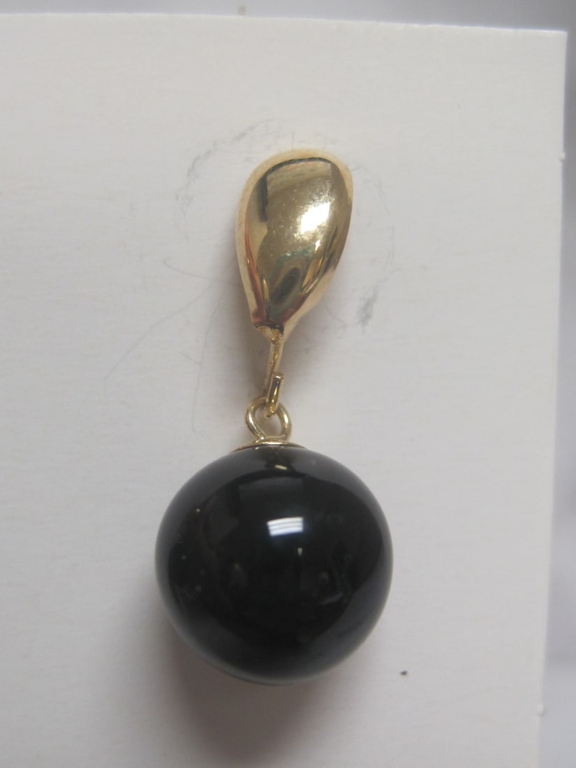 14k Gold & Black Onyx Earrings - 2