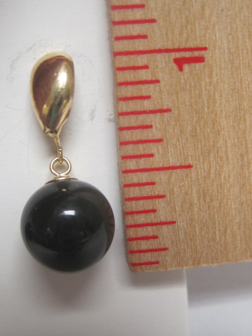 14k Gold & Black Onyx Earrings - 4