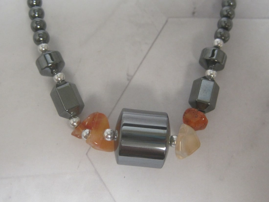 18" Hematite Bead Necklace - 2