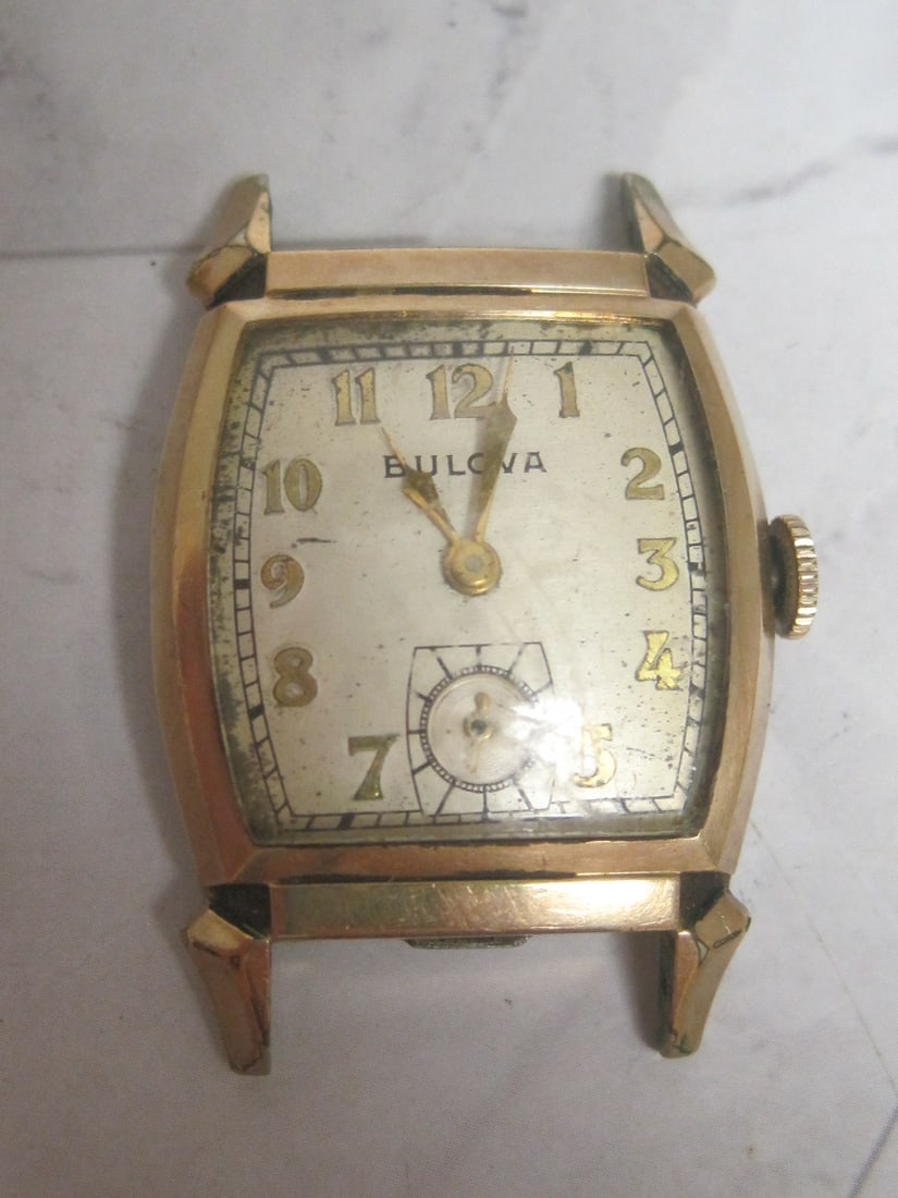 Men's Bulova Wristwatch: 1940's, Tank style, Walton or Cadet model, Estate find, No band, Running