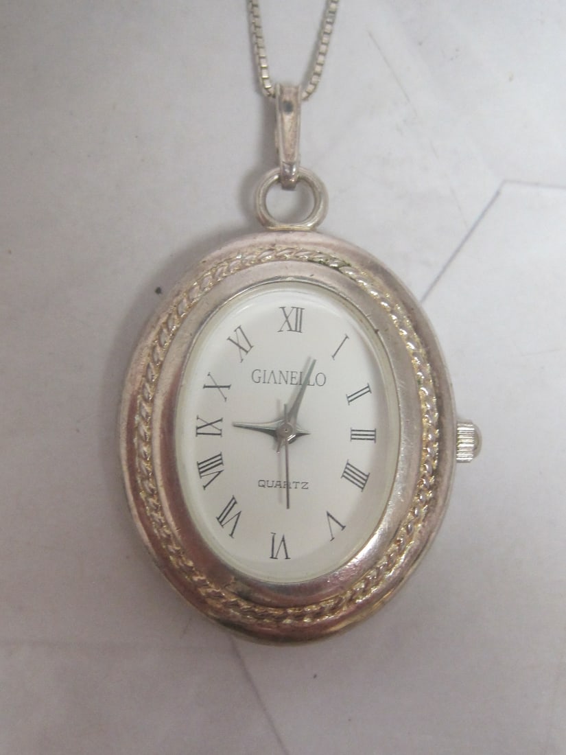 Sterling Silver Watch Pendant & Chain - 2