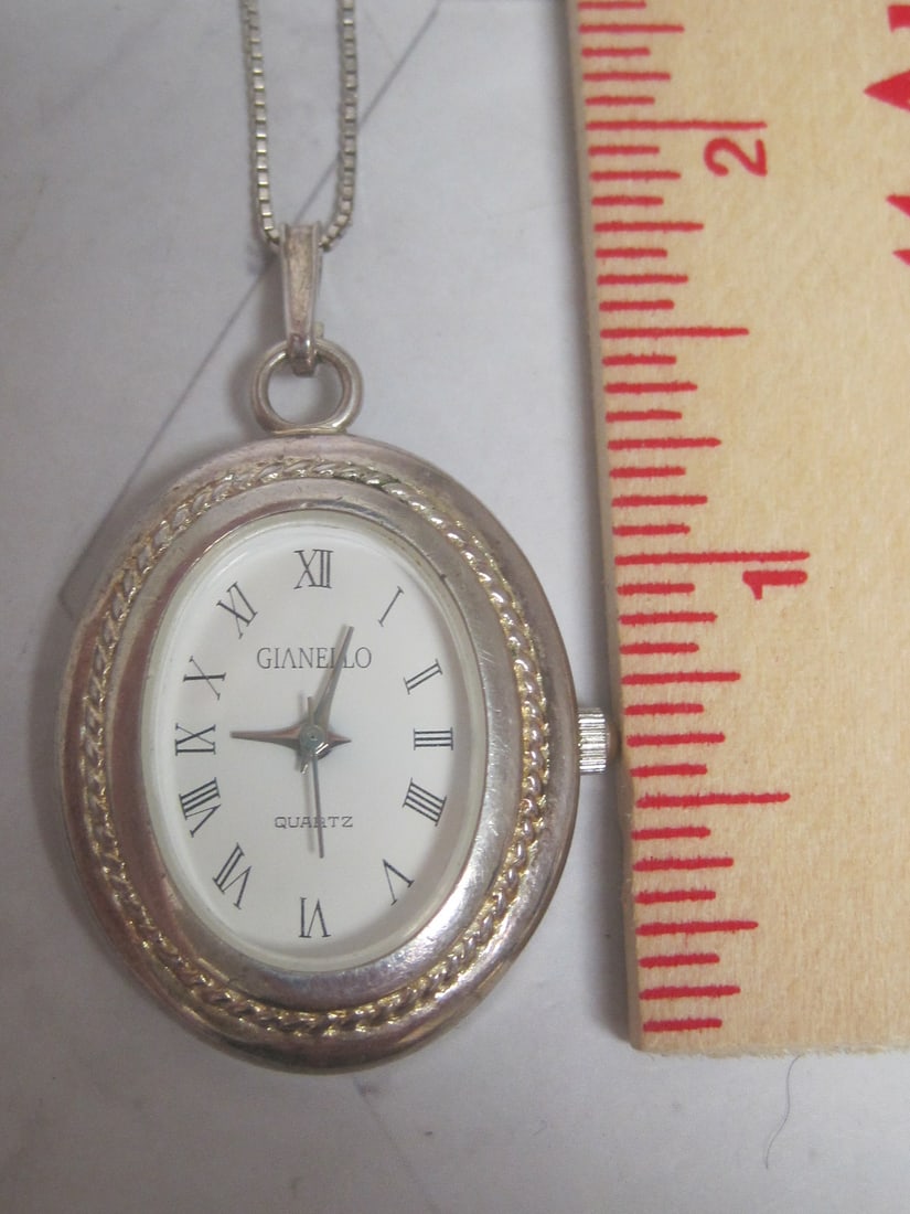 Sterling Silver Watch Pendant & Chain - 6