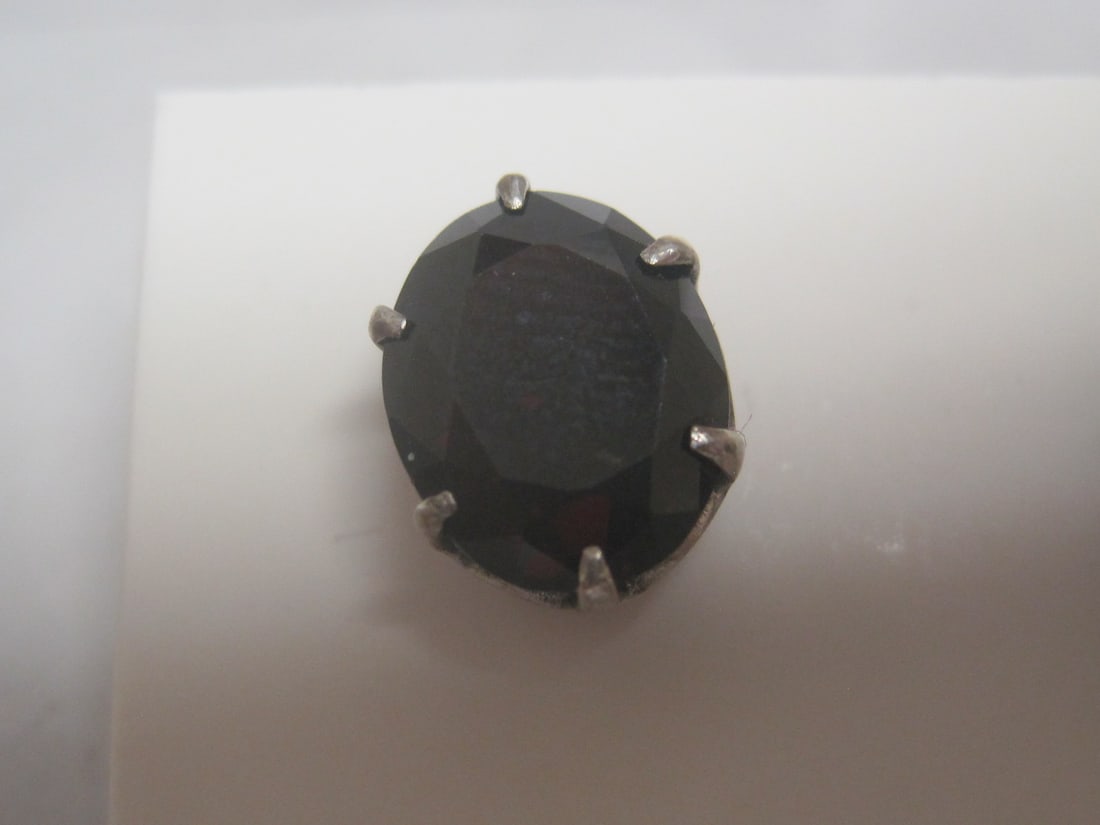 Sterling Silver & Garnet Pierced Earrings - 2