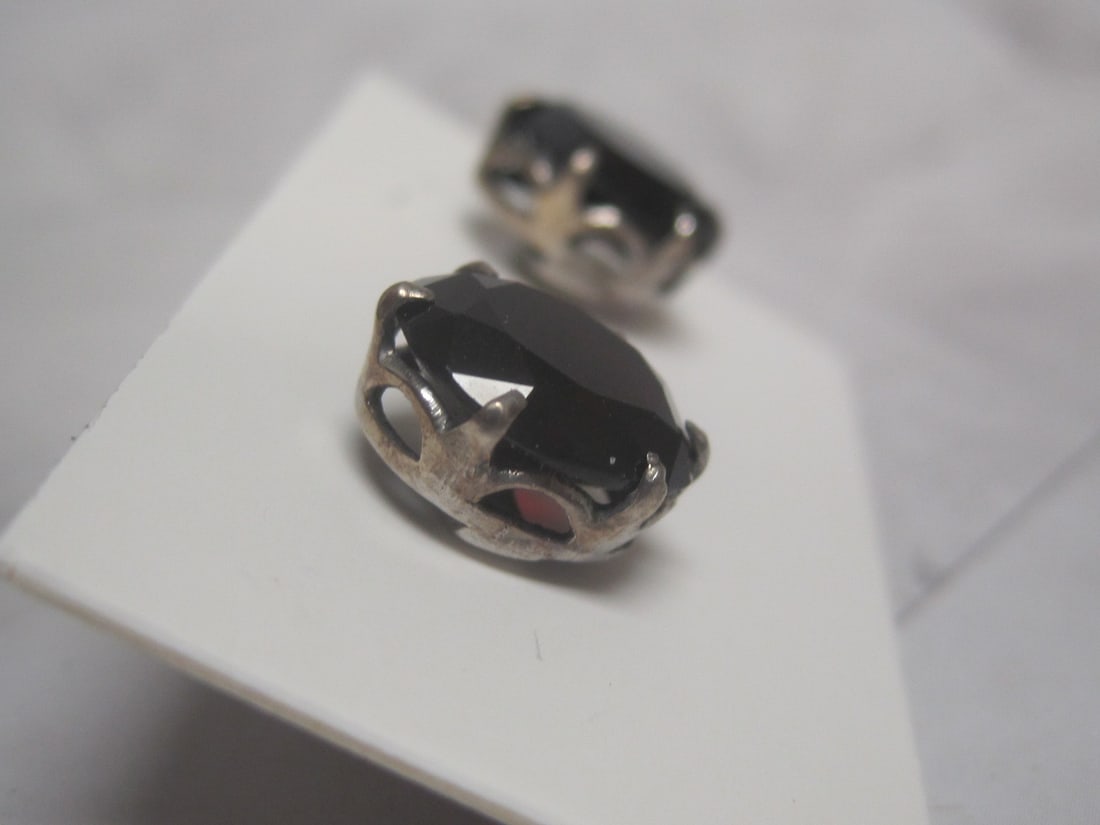 Sterling Silver & Garnet Pierced Earrings - 3