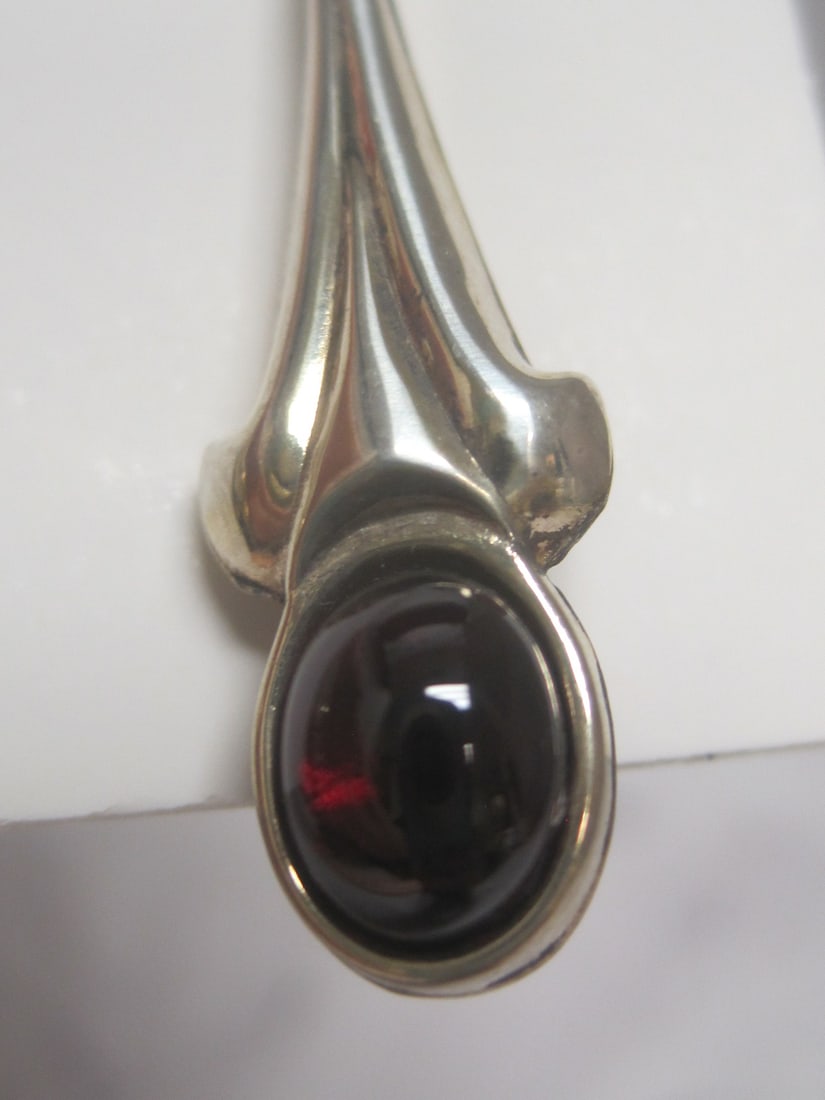 Antique Garnet & Sterling Silver Earrings - 3
