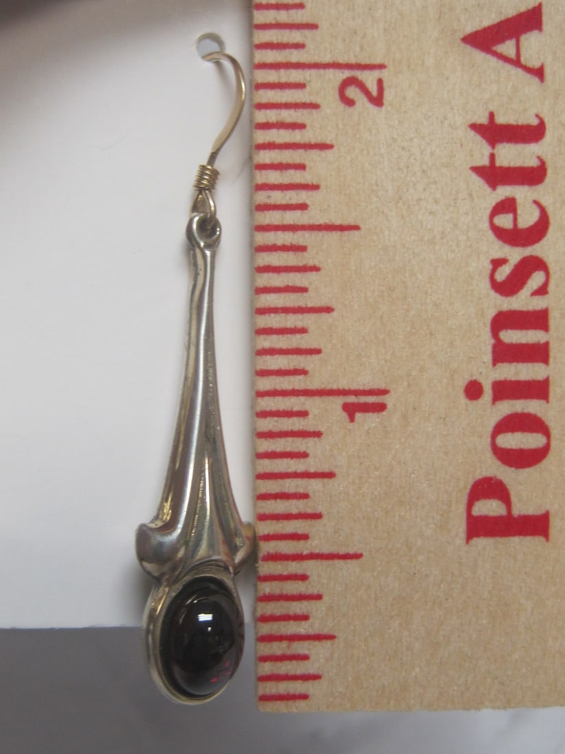 Antique Garnet & Sterling Silver Earrings - 4