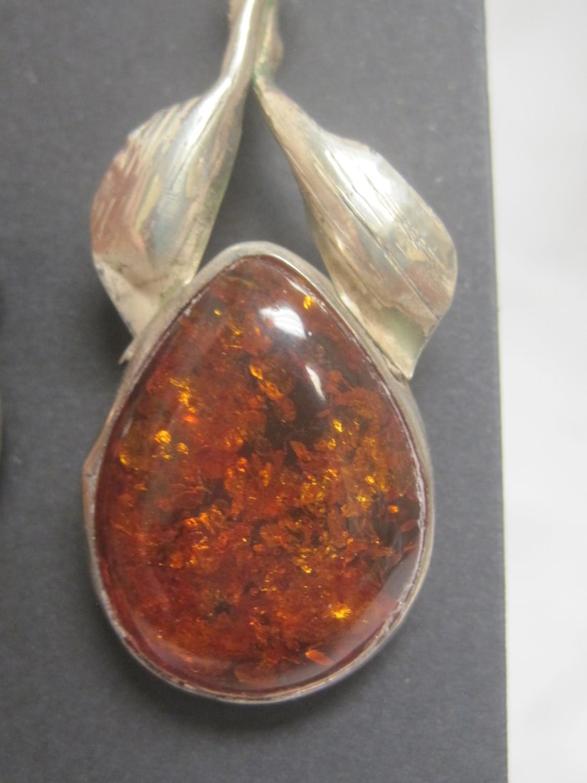 Sterling Silver & Baltic Amber Earrings - 3