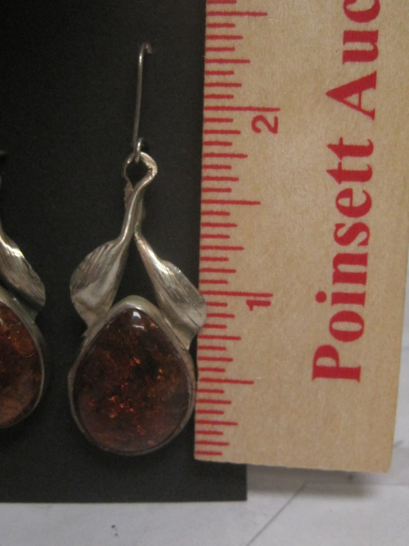 Sterling Silver & Baltic Amber Earrings - 4