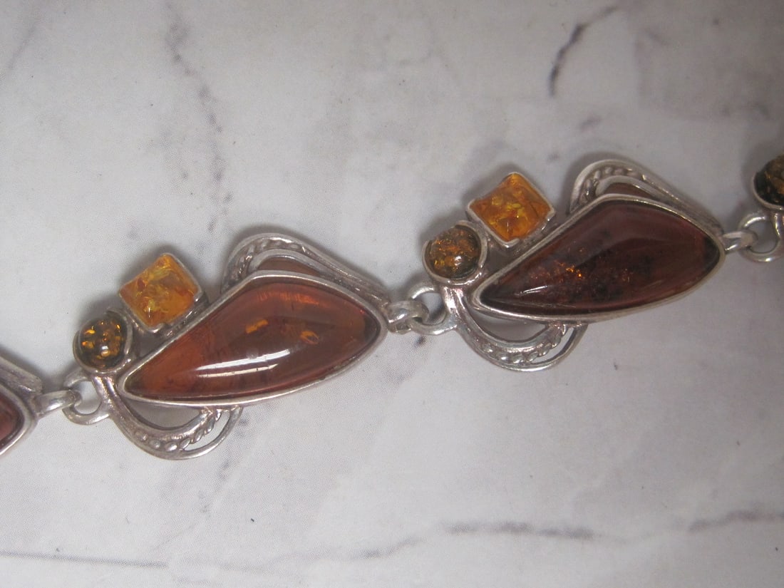 7" Sterling Silver & Amber Bracelet - 2