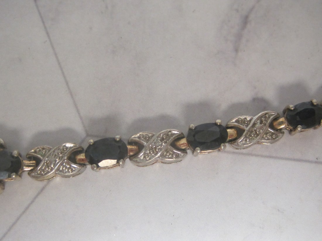 7" Sapphire Gold on Sterling Silver Bracelet - 2