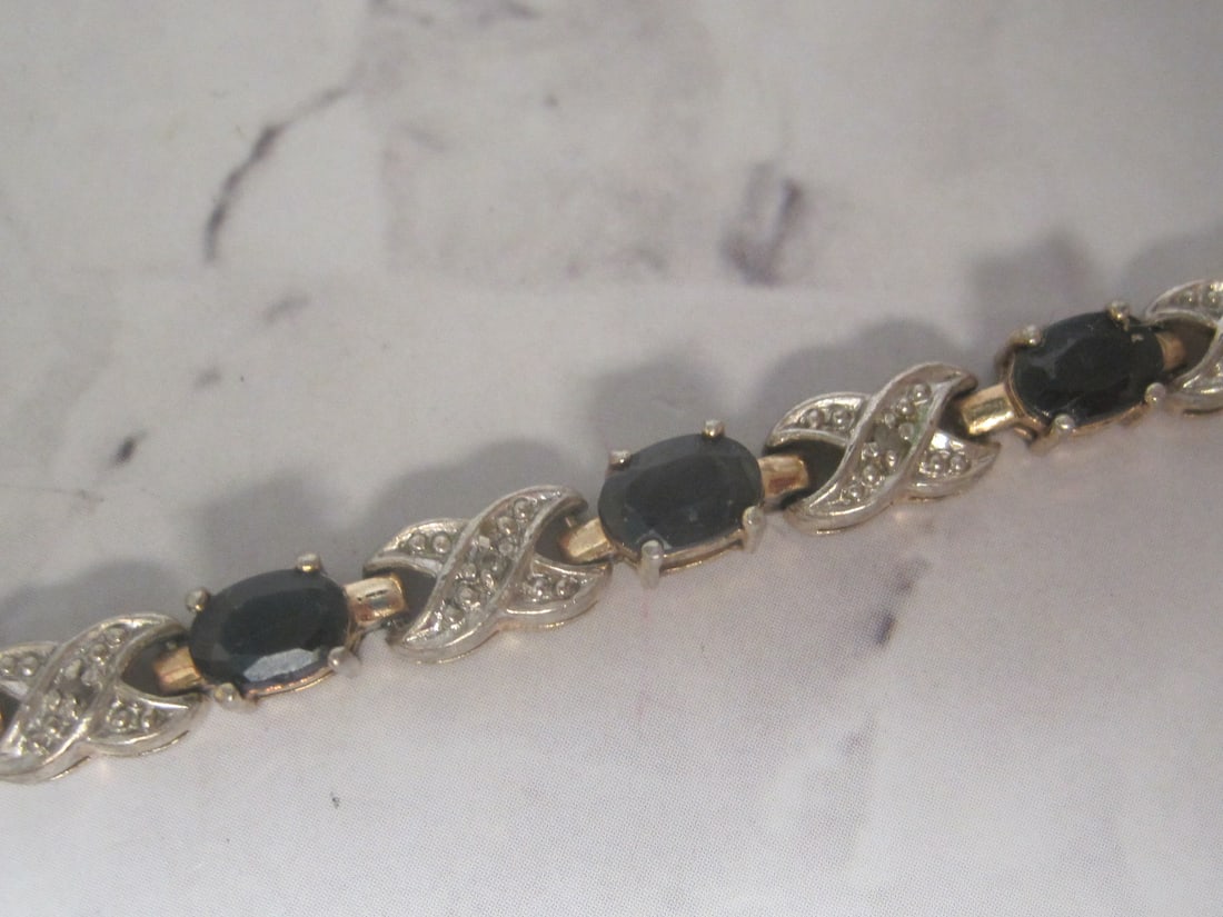 7" Sapphire Gold on Sterling Silver Bracelet - 3