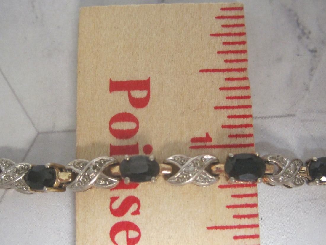 7" Sapphire Gold on Sterling Silver Bracelet - 4