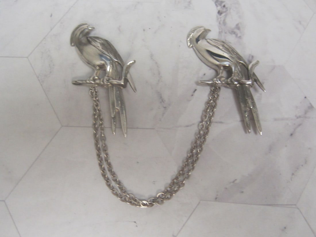Sterling Silver Figural Bird Sweater Guard Pin Set (1 of 6)