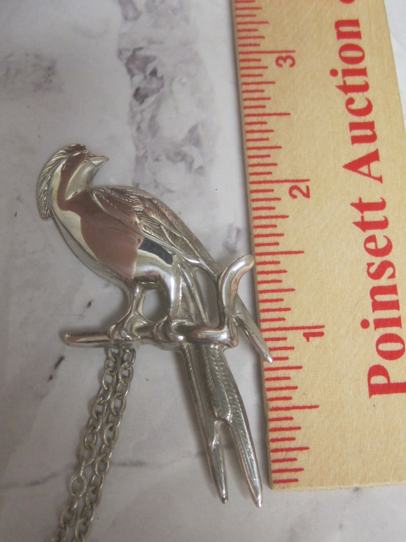 Sterling Silver Figural Bird Sweater Guard Pin Set - 5