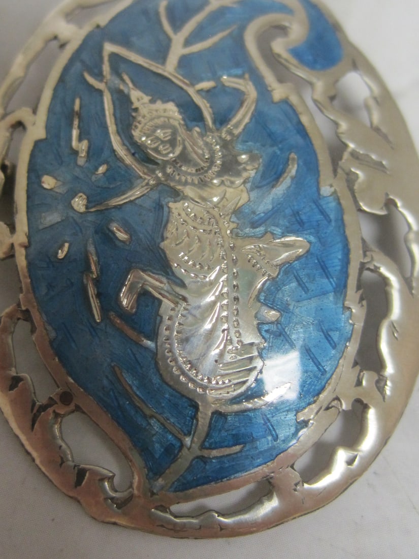 Early Sign Sterling Silver & Enamel Dancer Brooch - 2