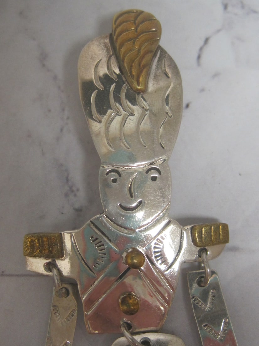 Whimsical Sterling Silver Articulated Soldier Pin or Pendant - 2
