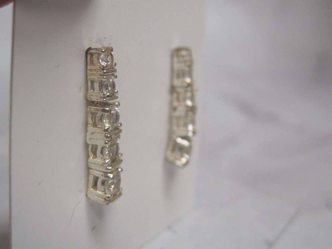 Sterling Silver CZ Pierced Earrings - 3