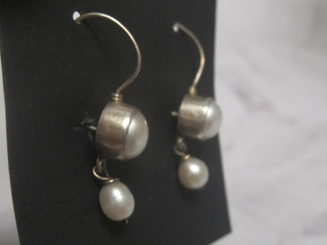Sterling Silver & Pearl Earrings - 2