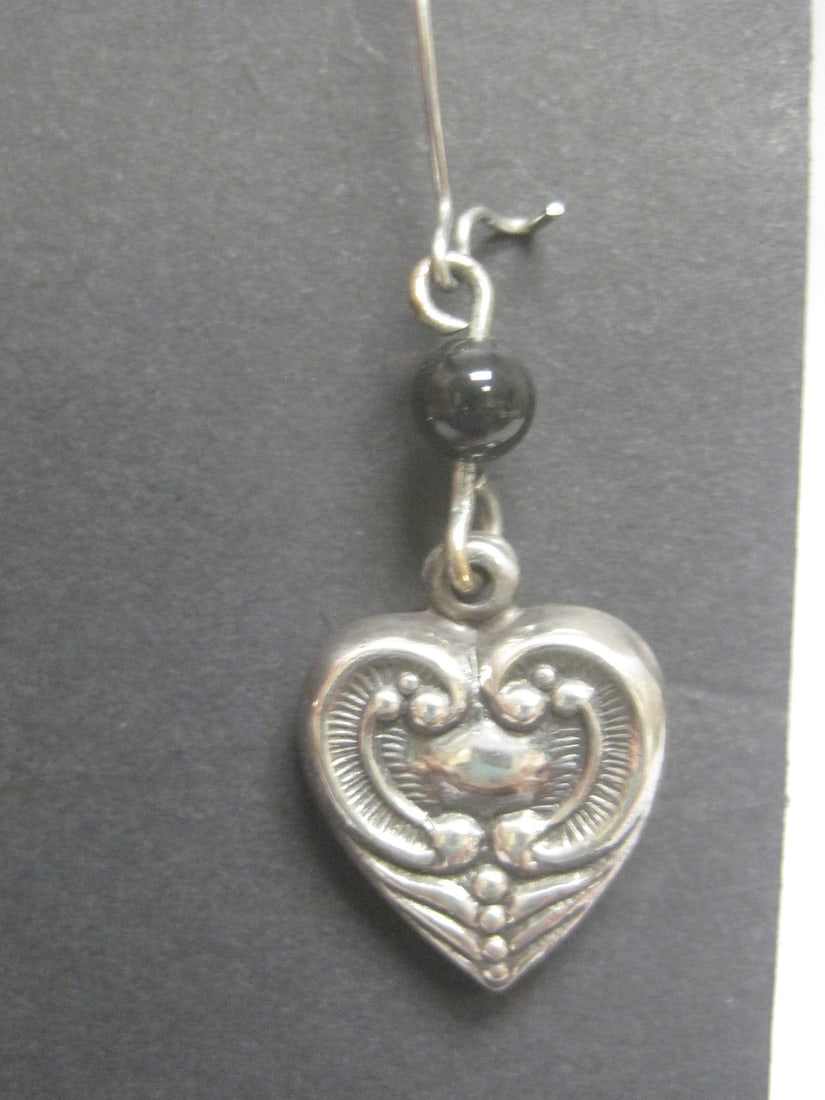 Sterling Silver Dangling Hearts Earrings - 2