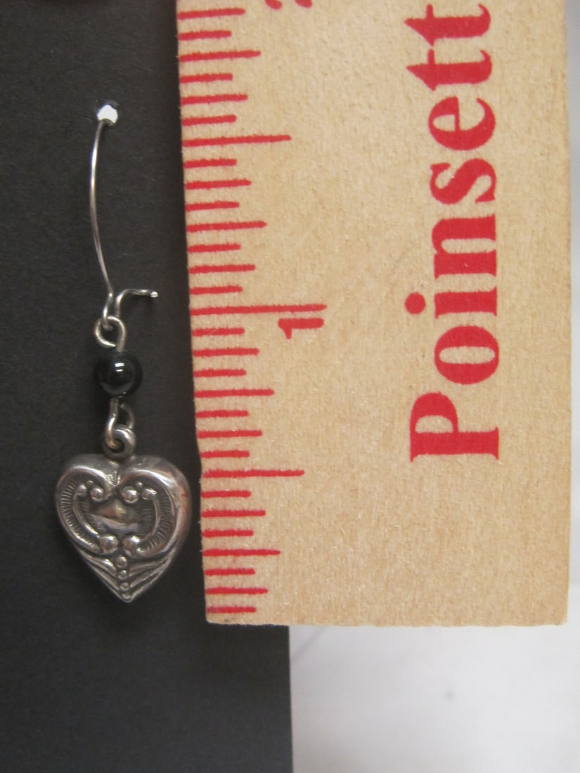 Sterling Silver Dangling Hearts Earrings - 4