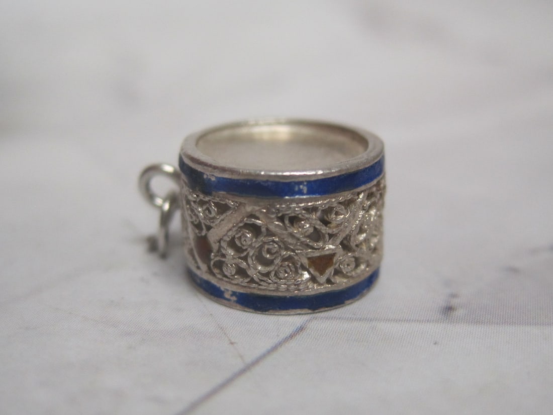 Sterling Silver & Enamel Drum Charm - 2