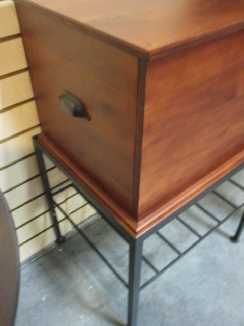 Cherry Wood Storage/File Box on Metal Stand - 2