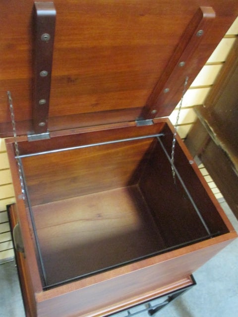Cherry Wood Storage/File Box on Metal Stand - 3
