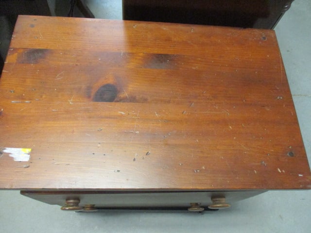 Rustic Cherry Wood 2-Drawer End Table on Metal Legs - 2