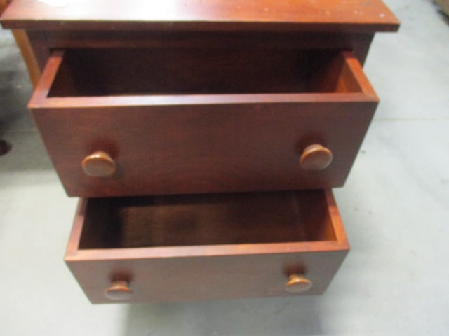 Rustic Cherry Wood 2-Drawer End Table on Metal Legs - 3
