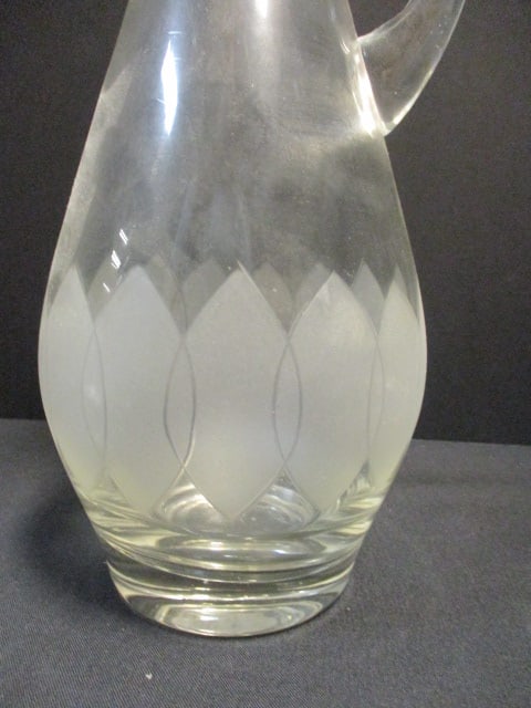 Mid Century Modern Etched Glass Decanter Pitcher - 2