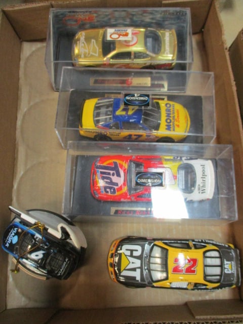 Grouping of 4 Vintage 1/43" Scale Diecast Model Racecars and Nascar Ornament (1 of 6)